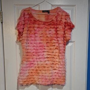 Elegant Layered Blouse in Pink and Orange